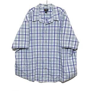 Alexander Julian Colours No Iron White Purple Green Plaid Button Shirt Mens 4XL